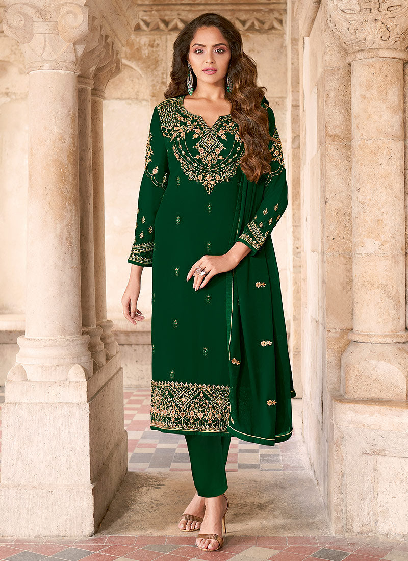 Golden Embroidered Salwar Kameez ...